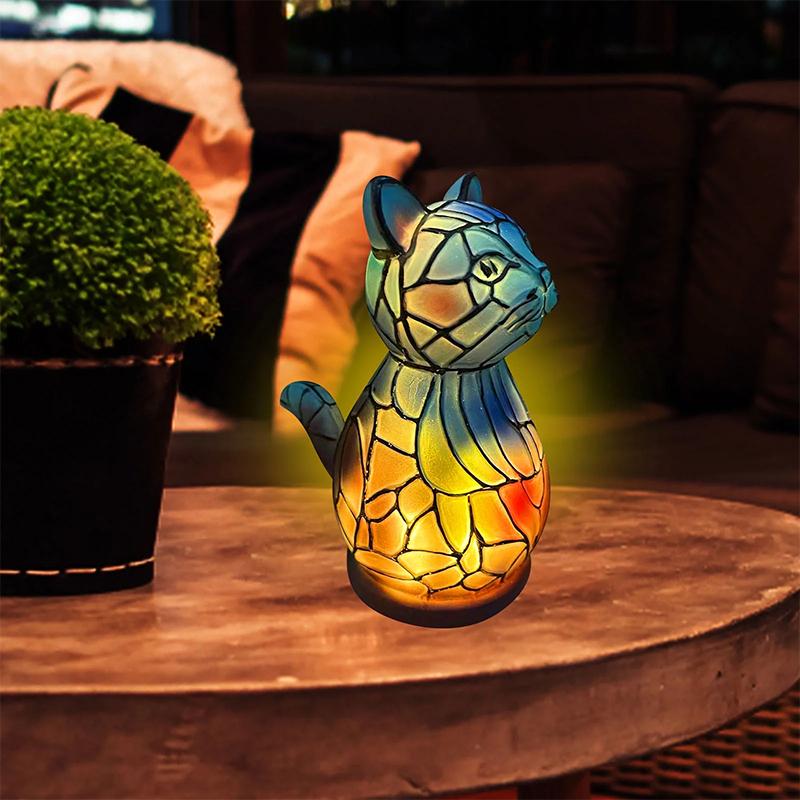 Серия настольных ламп с животными, Витражный кот, Дракон, Волк, Лошадь, Сова, Дельфин, Черепаха, Слон, Настольная лампа-ночник Русалка