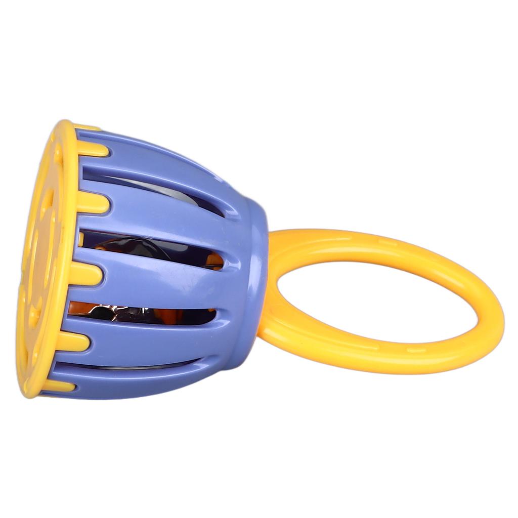 Handled Cage Bell Babies Rattle Orff Plastic Kids Music Percussion Instrument Toy W213 Yellow and Purple