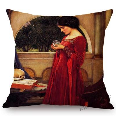Aestheticism Master John Waterhouse Ancient Greek Myths Goddess Oil Painting Sofa Pillow Case Young Girls Linen Cushion Cover