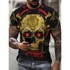 Plus-size Men's 3D Skull Graphic Print T-shirt Summer, Outdoor Sports Short Sleeve Personality T-shirt for Men