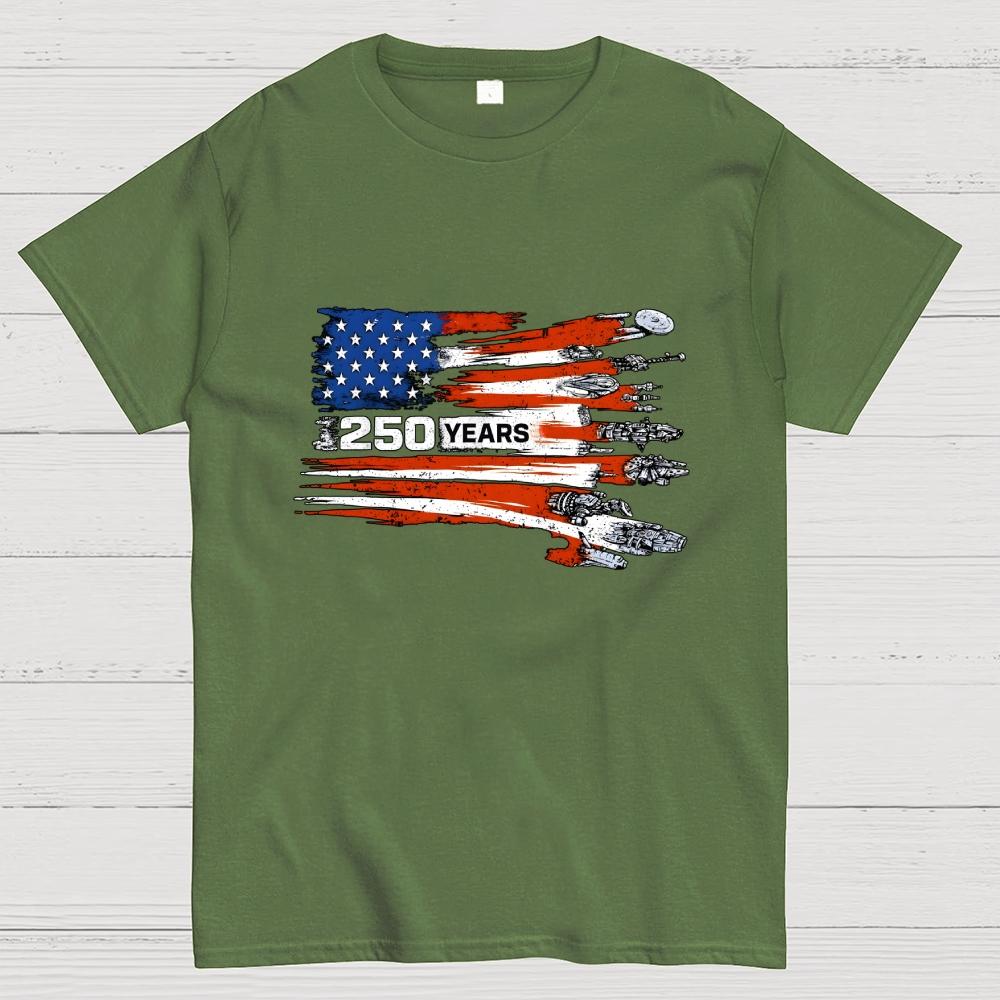 America 250th Anniversary Sci-Fi Rebels Flag Art print Cotton Casual Cool Loose T-Shirt