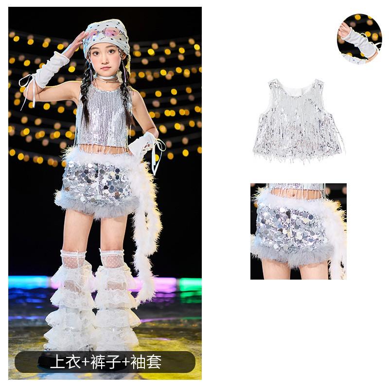 Girls Hip Hop Dance Outfit Jazz Performance Set Kids Cool Streetwear Stage Show