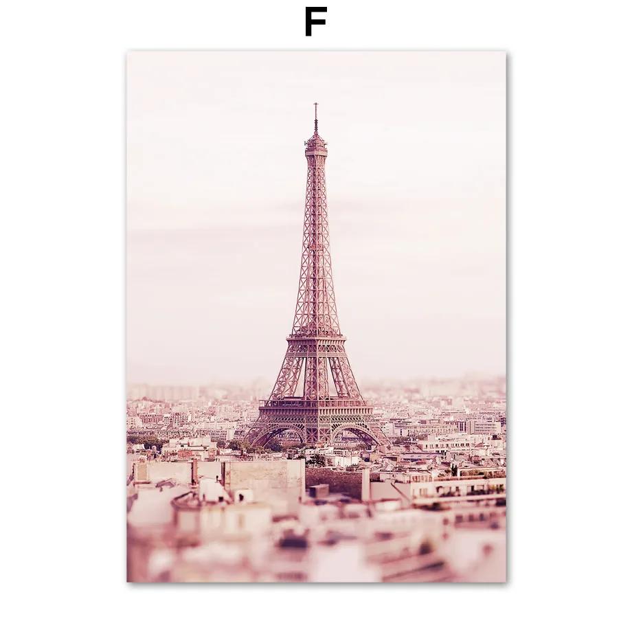 Paris Tower Church Retro Car Peony Wall Art Canvas Painting Nordic Poster Prints Living Room Home Decoration Landscape Painting