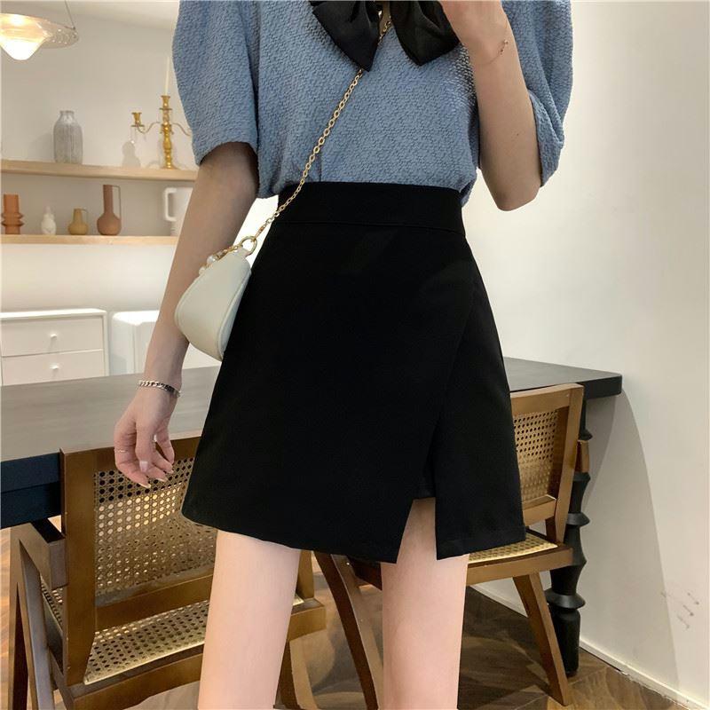 2024 Summer Women's Plus Size High-Waisted A-Line Skirt with Versatile Hip Coverage and Side Slit