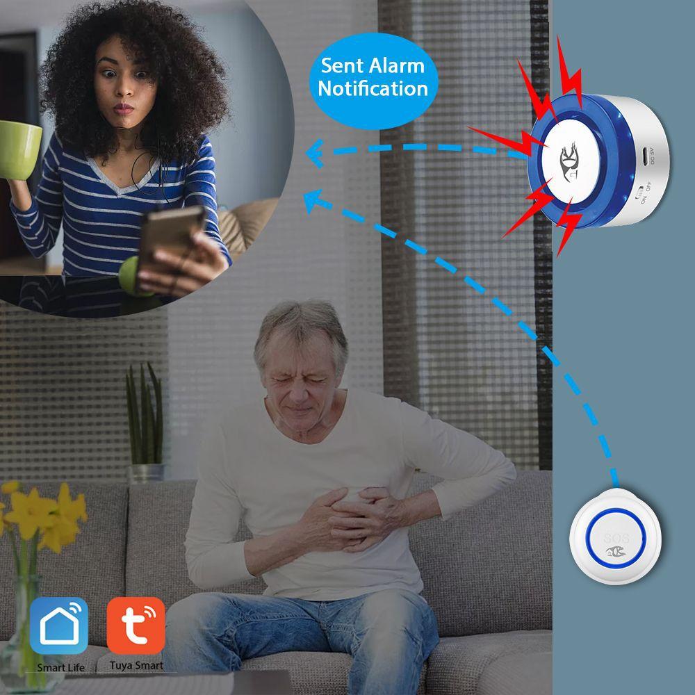 Tuya Wireless Fidelity Интеллектуальная аварийная кнопка Одна кнопка Кнопка тревожного вызова для пожилых людей