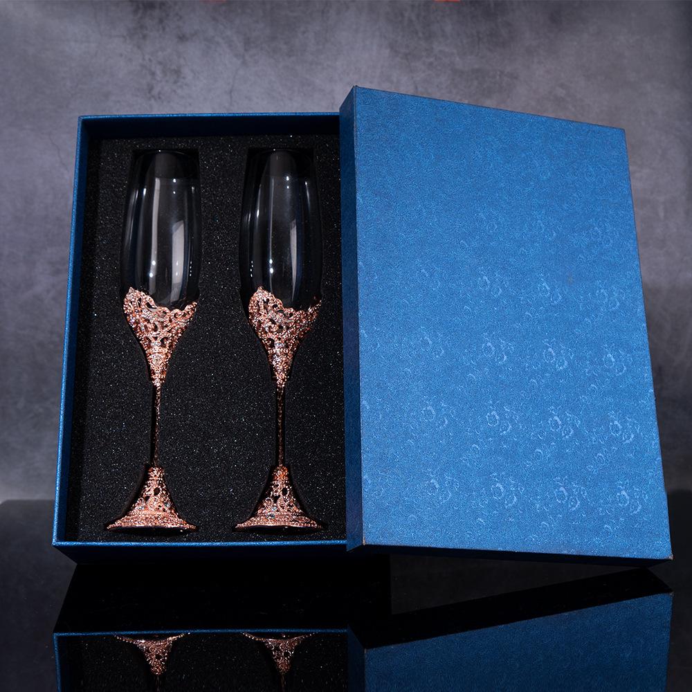 Винтажный набор хрустальных бокалов для шампанского и вина с тиснением в виде пузырьков в подарочной коробке