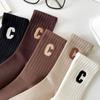 Носки с буквами Женские средние носки-трубы Хлопковые носки Модная верхняя одежда Спортивные высокие чулки-трубы