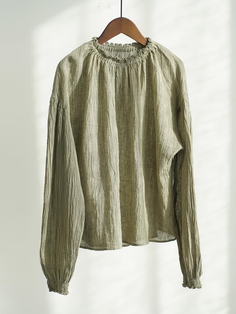 Johnature Женские винтажные футболки однотонные весенние с длинным рукавом с круглым вырезом в китайском стиле женские свободные футболки