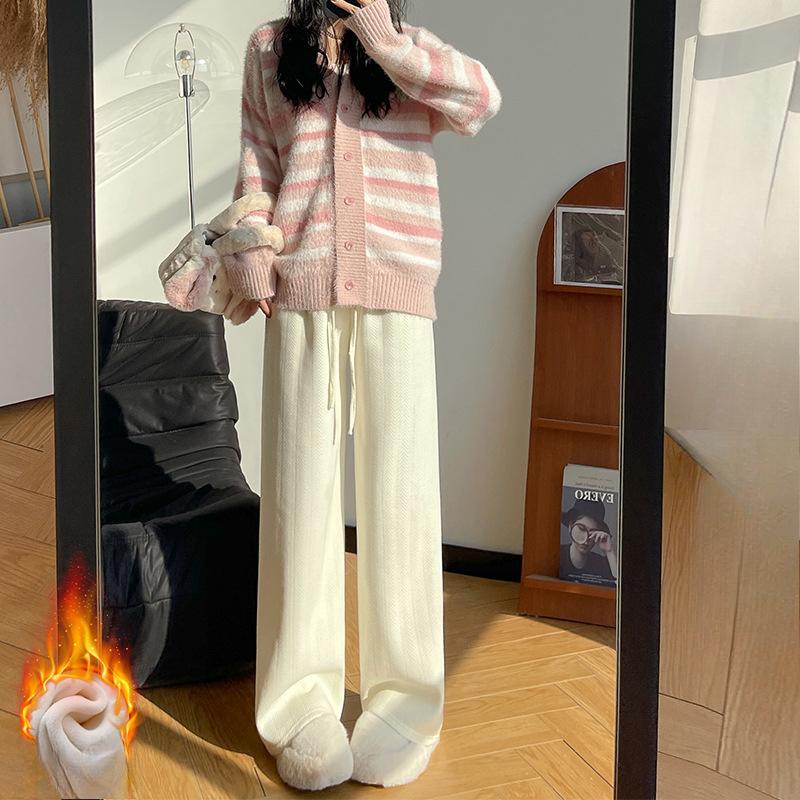 Брюки палаццо женские осенне-зимние новые свободные и ленивые прямые брюки драпирующиеся с высокой талией бархатные брюки