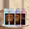 1PC Lion King Wild Animal Pattern 750ml Color Plastic Sports Water Bottle Leakproof Flip Straw Lid Suitable for Sports Office Home Use
