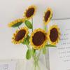3Pcs Sunflower Hand Woven Bouquet Creative Wool Knitting Flower Sunflower Decorations Teachers Day Mother S Day Birthday Gift