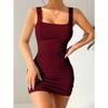 Летнее мини-платье bodycon с квадратным вырезом, без рукавов, повседневное, для вечеринки, клубное, для ночного выхода, облегающее, bodycon