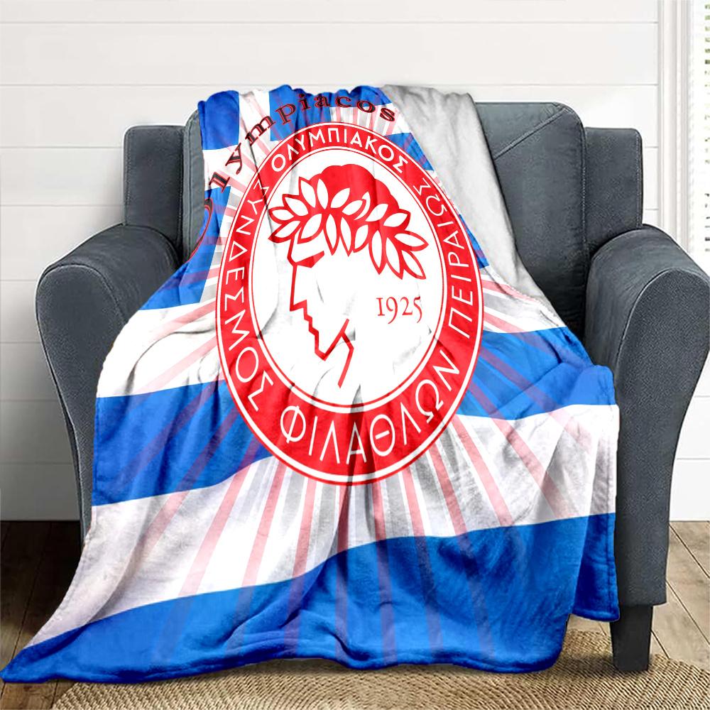 Olympiacos Printed Flannel Blanket, soft throw for bedroom sofa, washable, Christmas present, great gift.