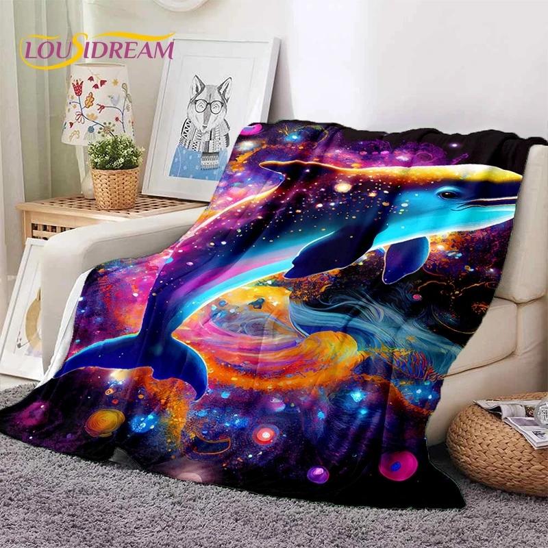 3D Подводный мир Морское дно Дельфин Мультфильм Мягкое фланелевое одеяло для кровати спальни дивана пикника, плед для отдыха на открытом воздухе