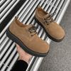 New Retro Derby Shoes British Platform Heightening Men's Shoes Tooling Casual Versatile Commuter Leather Shoes Khaki 1560-J