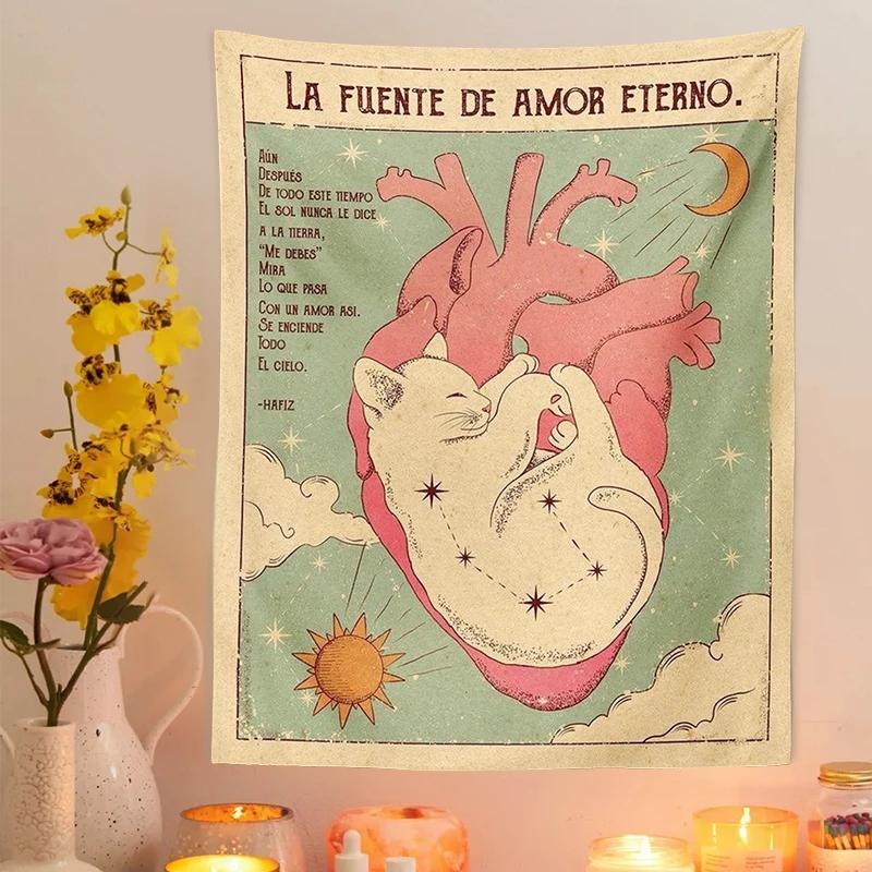 Солнце и Луна, Таро, Кот, гобелен, настенный гобелен, колдовство, вы сын Вселенной, тайна, домашний декор, декор для спальни