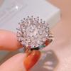 Stamp New Light Luxury Super Flash Zircon Hollow Snowflake Ring Female Party Birthday Jewelry Gift
