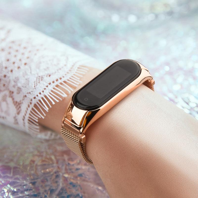 Magnetic Strap for Xiaomi Mi Band 3 4 5 6 Smartwatch Wrist Metal Mesh Bracelet Stainless Steel Wristband