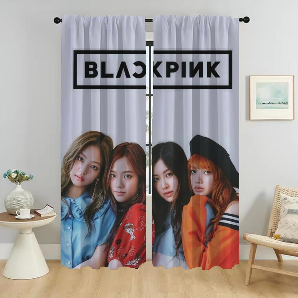Kpop-Blackpinkes Оконная занавеска для комнаты 2 Панельная перегородка Современная гостиная Шторы Оттенки Тюль для спальни Кухня Затемнение
