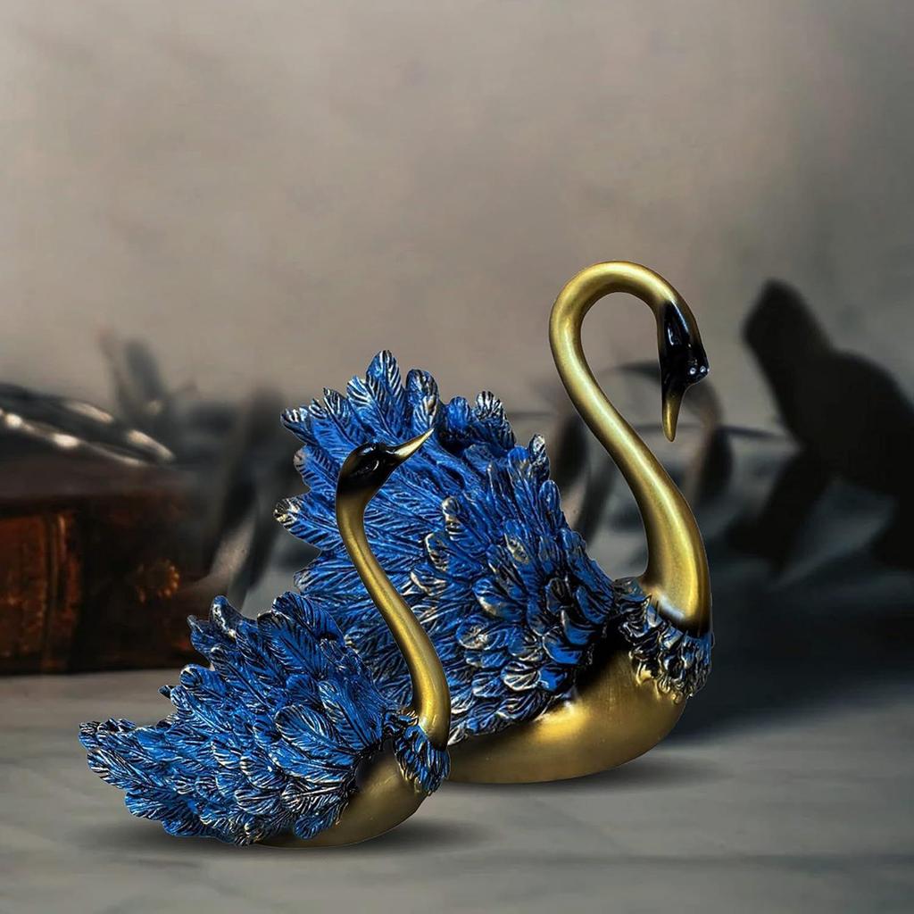 Latest Hand Crafted Swan Pair Home Decor Figurine | Decorative Showpiece (Pack of 2, Blue)