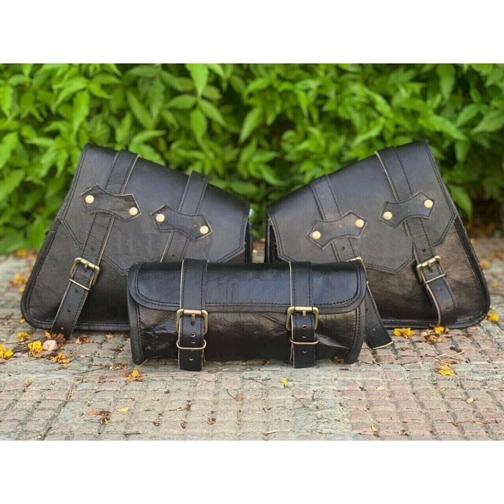 Сумка для инструментов Combo 3, седельная сумка на поворотном рычаге, мотоциклетные кофры из натуральной черной кожи