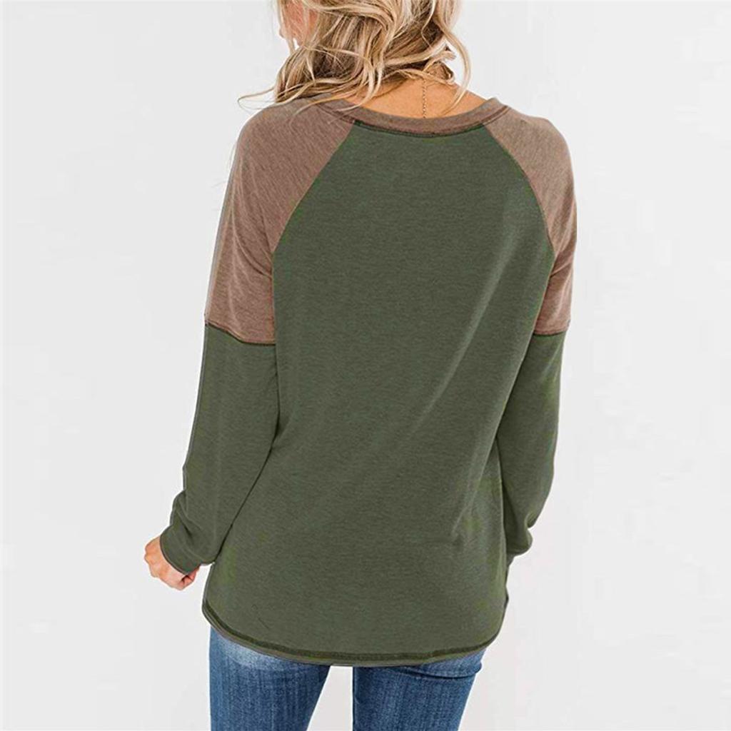 Женская осенне-зимняя повседневная свободная футболка с длинным рукавом и круглым вырезом