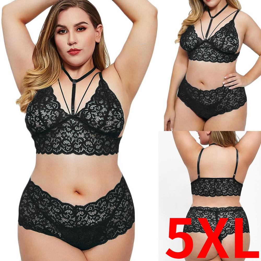 CHEST 5XL Split Lace Pattern Charm Temperament Fun Underwear Large Size Women Slimming Personality Elegant Hot Underwear Set