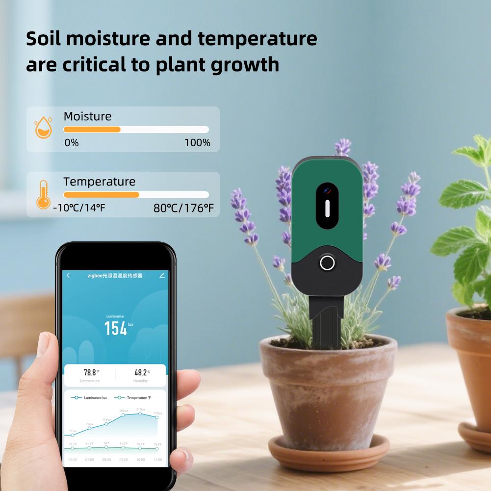 Yieryi ZigBee Soil Meter Smart Wireless, датчик влажности почвы, температуры, освещенности, совместимый с приложением Tuya