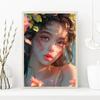 Ретро Потрясающая Девушка и Цветок Портрет Арт Постер Холст Принт Настенная Живопись Гостиная Спальня Украшение Дома Эстетика