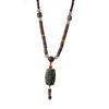 Boho Lucky Gift Ethnic Jewelry Party Mala Wood Bead Buddhist Horn Fish Pendant Nepal Necklace