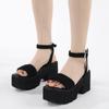 Faux Suede Women's High Platform Sandals Chunky Block Heels Open Toe Ankle Buckle Strap Backless Shoes for Party