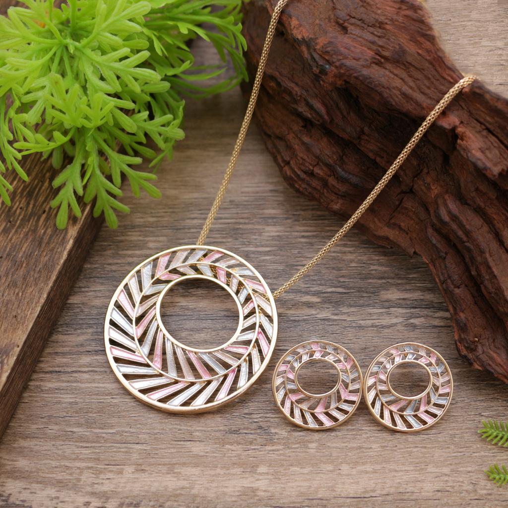 Новый цветная масляная живопись полый кольцевой набор серег-пуссет и подвески, женское преувеличенное кольцо и ожерелье.