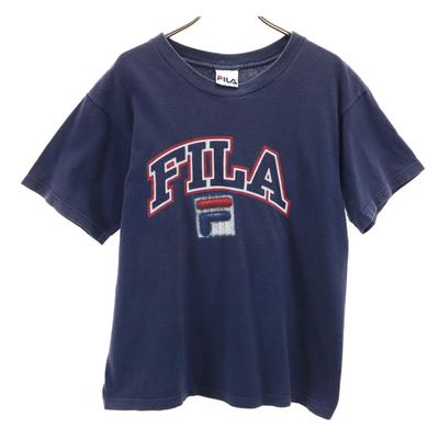 Fila 90-е 00-е Сделано в США Старая футболка с коротким рукавом L Темно-синяя Женская Б/у