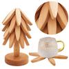 Tree Design Stand Wooden Trivets Non-Slip Decorative Anti Scald Heat Resistant Table Mat Wood Table Mat for Hot Dishes