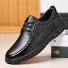Casual Men's Shoes 2025 Spring New Trendy Simple Work Shoes Lace-up Middle-aged Dad Formal Casual Business Leather Shoes
