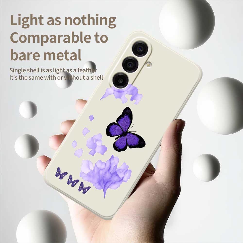 Чехол для Samsung Galaxy A17 5G Фиолетовый с принтом в виде бабочек Прямой край TPU Задняя крышка для телефона