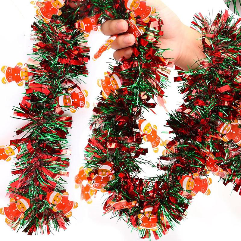 2M New Year Garland Party Decor DIY Christmas Tree Snowman Gingerbread Man Ribbons Wreath Hanging Pendent Xmas Party Supplies