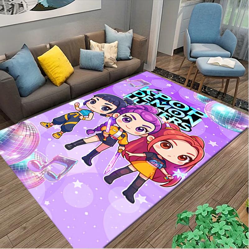 1pc Area Rug Appropriate for Office, Kpop Demon Hunters Carpet, Versatile Printed Chair Rug, Durable Home Sofa Carpet