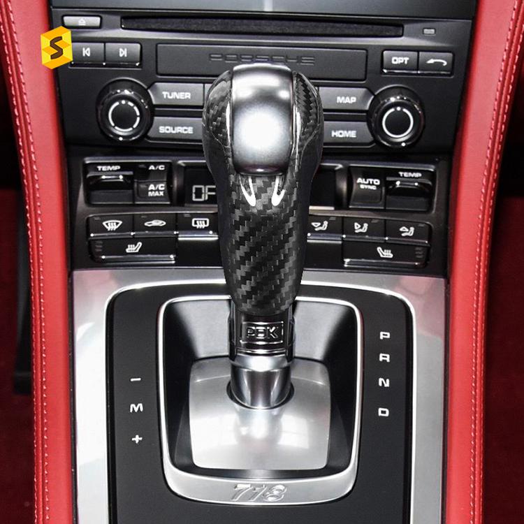 Shasha Carbon Decoration Interior Accessories Automatic Shift Knob Carbon Fiber Cover for Porsche Panamera Macan 718 911