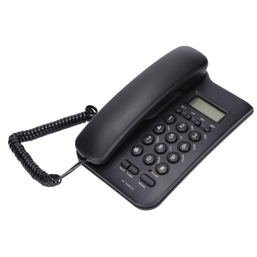 Semi Hands Free Dial Corded Phone Caller ID Wall Mounted Free Battery Wired TelephoneBlack
