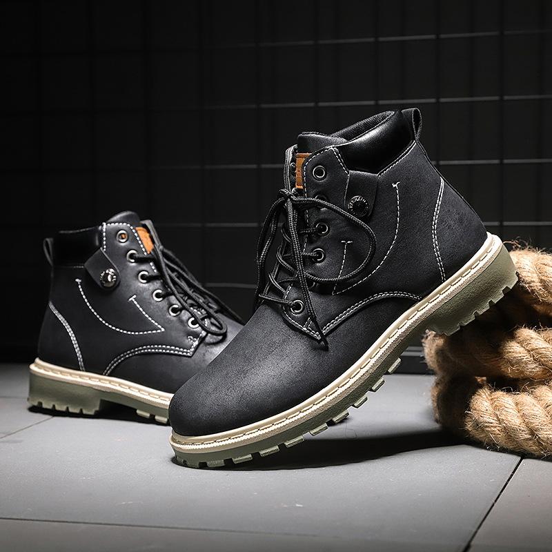 Мужские зимние кожаные мужские водонепроницаемые резиновые зимние ботинки для отдыха на мотоцикле, английские ретро-ботинки для мужчин 2024 года, новые