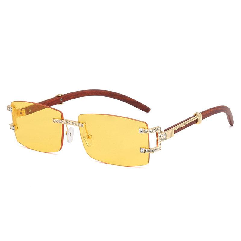 Vintage Fashion Luxury Brand Designer Rimless Diamond Sunglasses Women Crystal Rhinestone Square Sun Glasses For Men Uv400