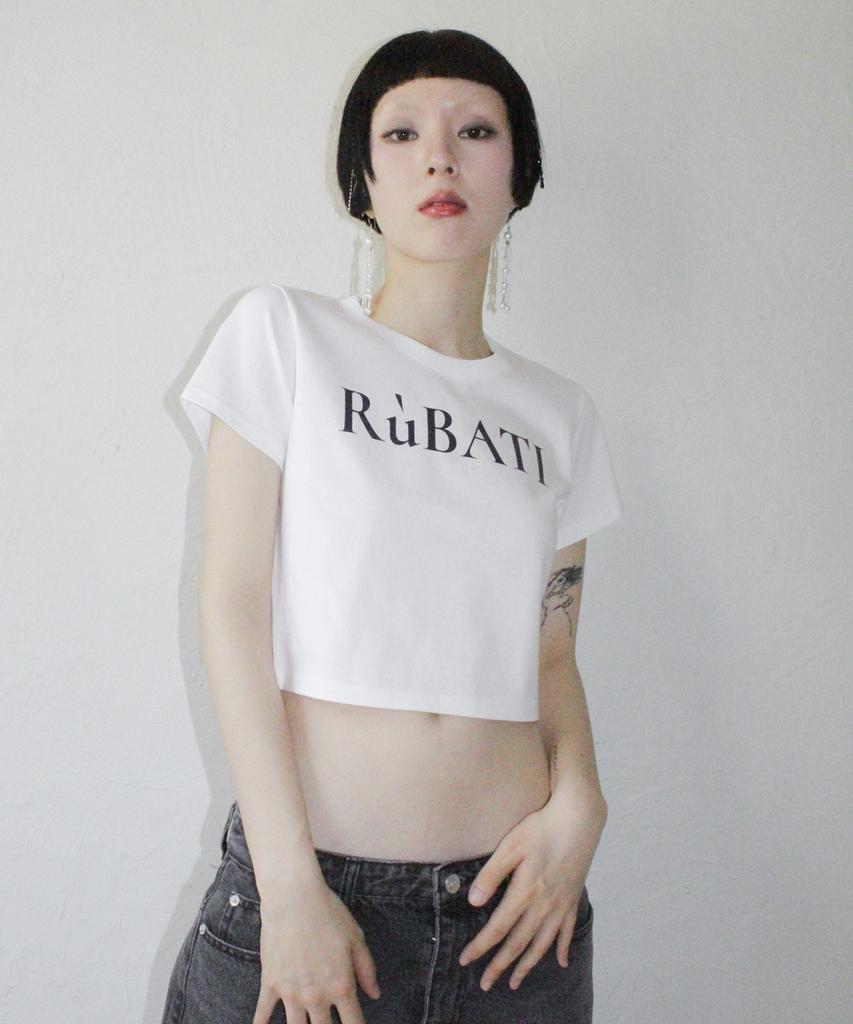 Укороченная футболка с логотипом RUBATI_Белая