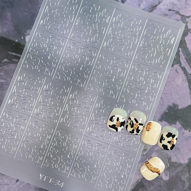 Simple Hollow French Nail Decals Transparent Spray-Painted Heart Butterfly Nail Art Stickers Fashion Manicure Decor