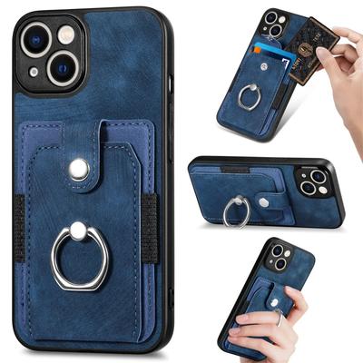 Кожаный чехол-кошелек с отделением для карт для iPhone 15 14 13 12 11 Pro XR X XS Max 8 7 Plus с магнитным кольцом-держателем для пальца