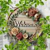 A Pack of 8-inch Round Vintage Metal Wreath Wrought Iron Welcome Signs, Waterproof and Non-fading