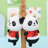 Adorable Plush Panda Keychain With Traditional Costume 12cm Snow Mink Fur