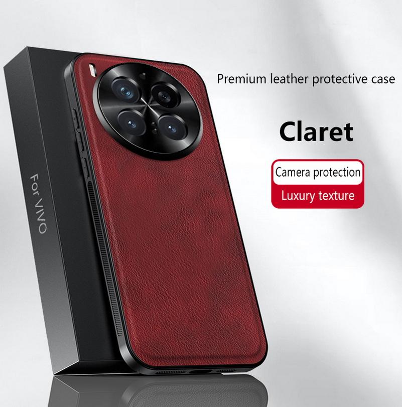 Vintage Leather Texture Non-Slip Frame Phone Case For VIVO X300 Pro x300 vivo X200 Ultra X200s X200 FE X100 Pro Protect Cover