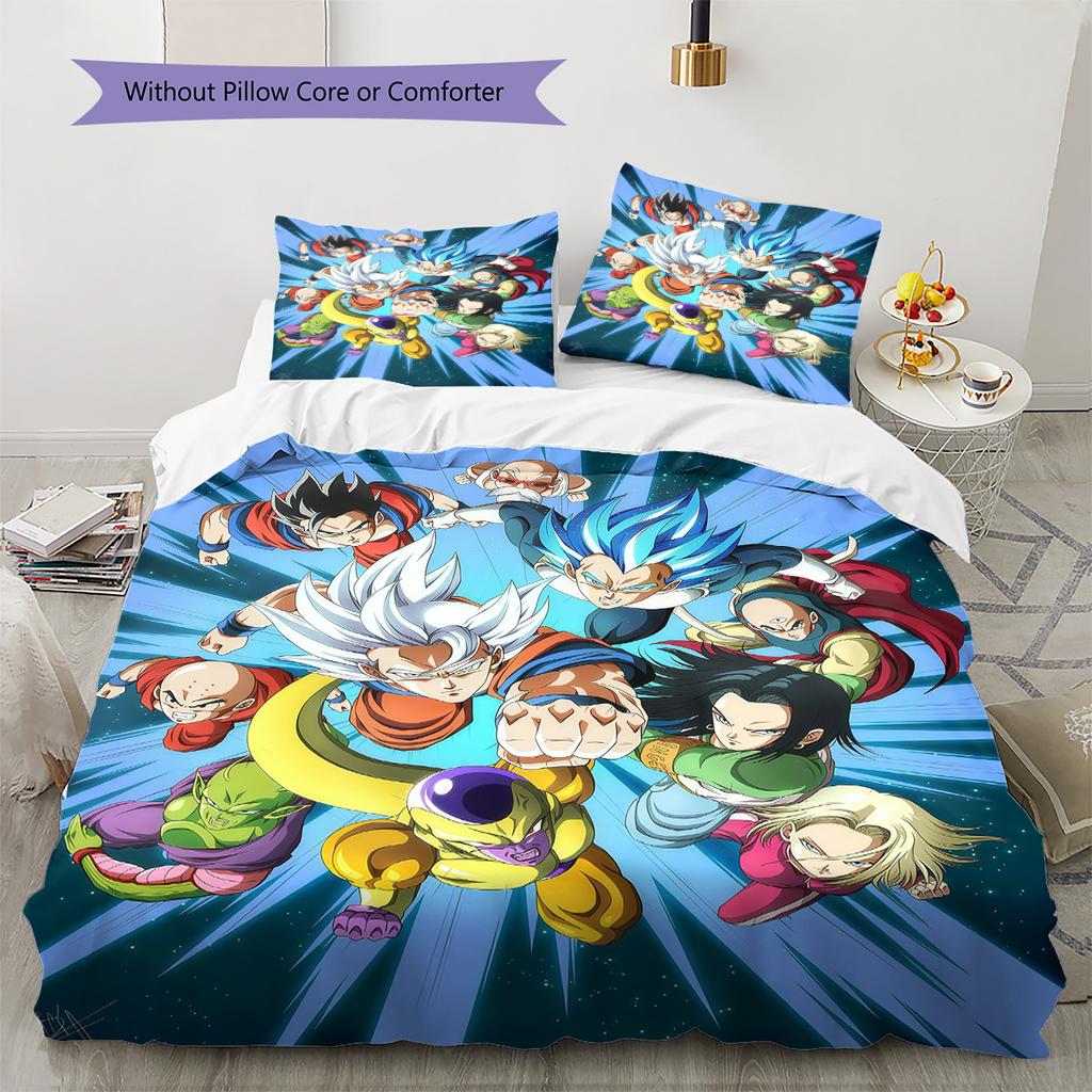 DBZ Boost Pattern Bedding Quilt Set Quilt Cover Pillowcase Home Decoration Birthday Gift (1 * duvet cover + 2 * pillowcase, without core)