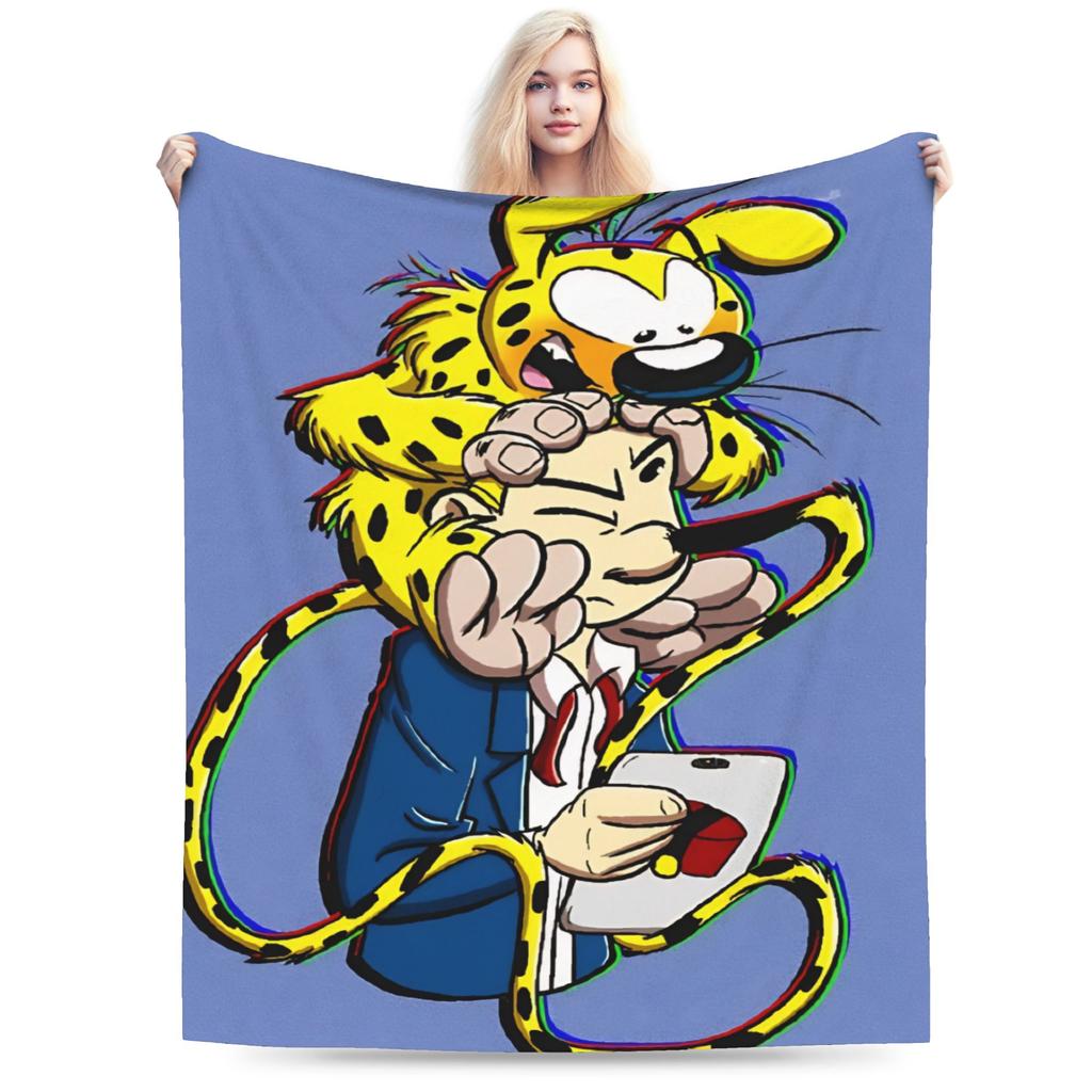 Funny Marsupilamis Flannel Blanket Autumn Super Soft Throw Blanket for Girls Boys Outdoor Print Bedspread Sofa Bed Cover